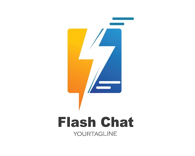 Flash chat bericht pictogram logo illustratie vector ontwerp