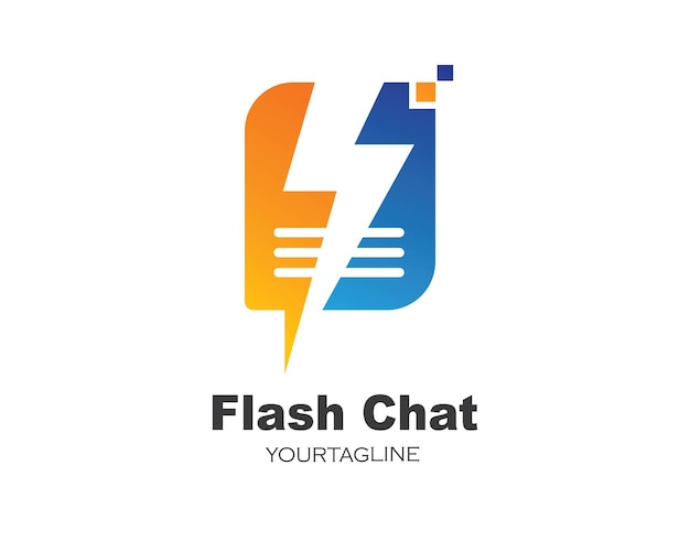 Flash chat message logo icon vector illustration design