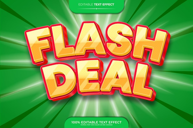 Flash Deal 3D Редактируемый текстовый эффект векторной иллюстрации