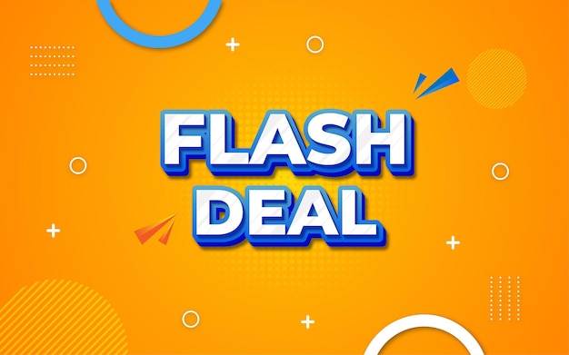 Flash Deal современный баннер и дизайн с трехмерным текстовым эффектом.