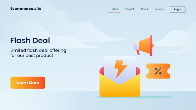 ウェブサイトホームホームページランディングページバナーテンプレートチラシのフラッシュディールショッピングカートキャンペーン