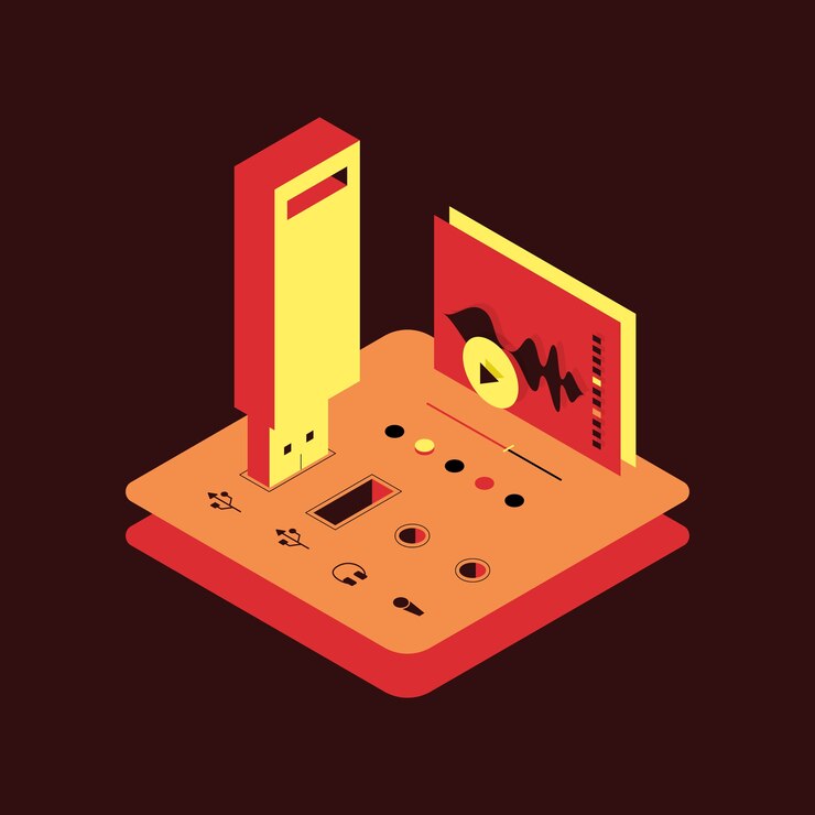 Vector flash drive isometric illustration