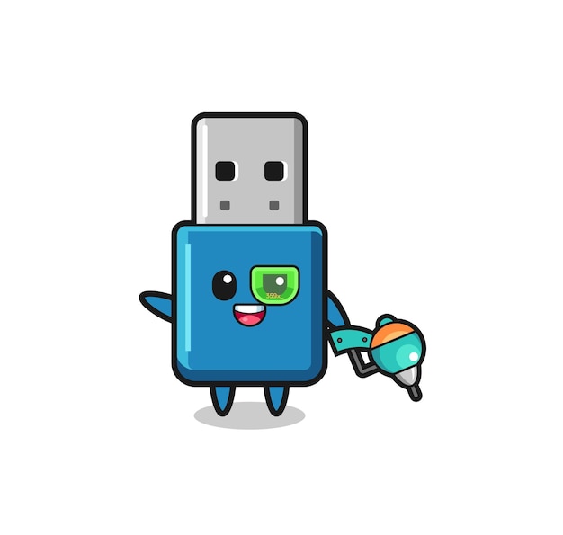 Cartone animato usb flash drive come design carino mascotte del futuro guerriero