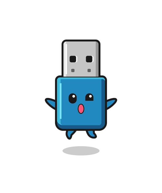플래시 드라이브 USB 문자가 점프 제스처입니다.