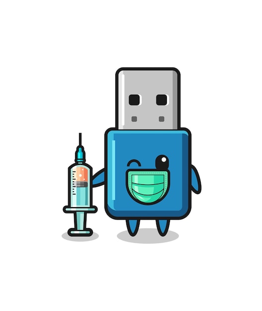 Flash drive usb mascot as vaccinator