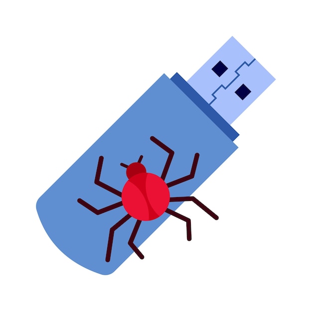 Flash drive with virus icon Vector illustration