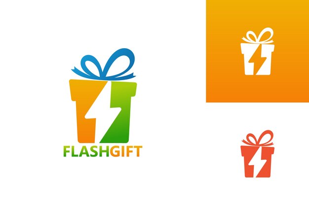 Flash gift logo template design vector, эмблема, концепция дизайна, творческий символ, значок