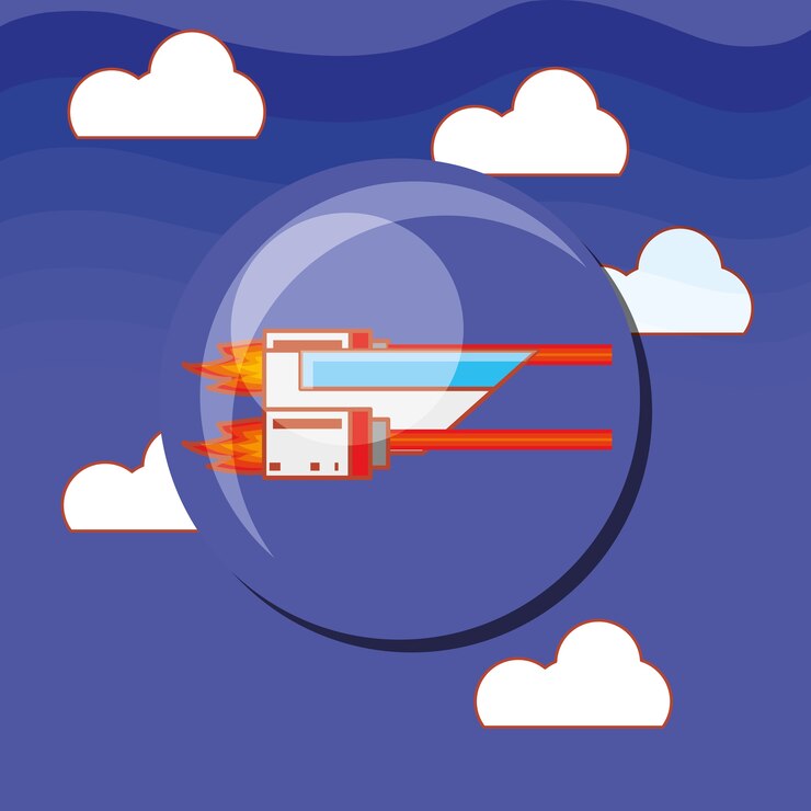 Vector flash gun icon over sky background