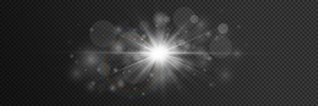 閃光効果 輝く星と光の輝き 線と塵の粒子の爆発