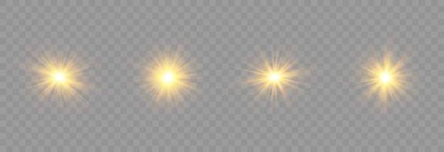 Flash light on png background, vector glow sparkle effect, shining sun, bright flash