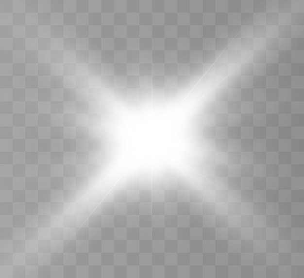 Vector flash of light on a transparent background.
