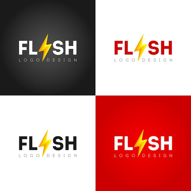 Flash-logo-ontwerp met bliksemsymbool