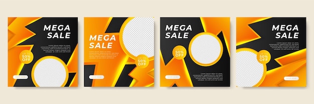 Flash mega sale black yellow colorful sale post design template background