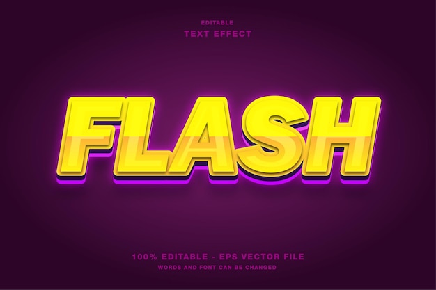 Flash neon light 3d editable text effect