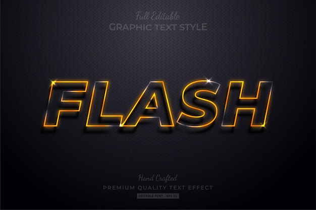 Стиль шрифта с редактируемым текстовым эффектом flash neon orange