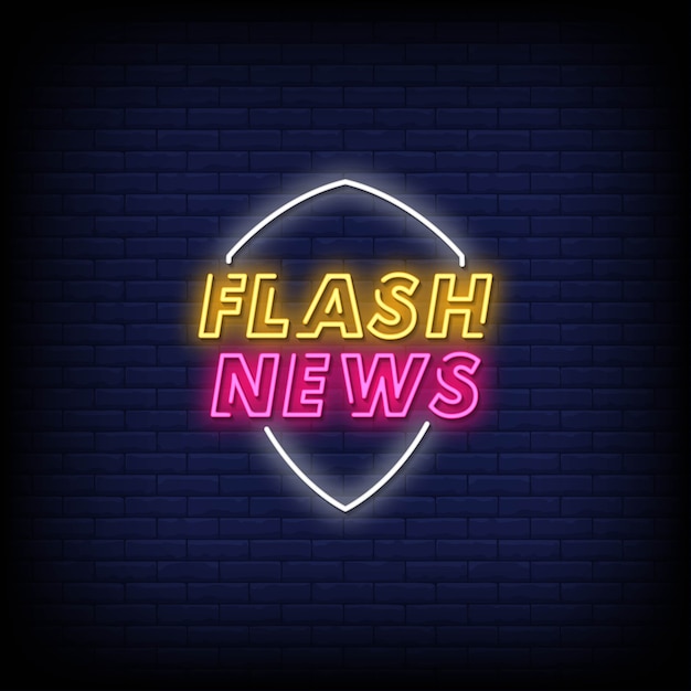 Testo di stile delle insegne al neon di notizie flash