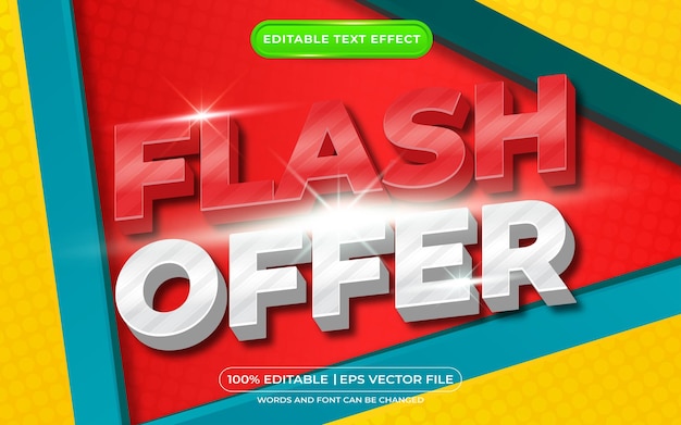 Flash offer 3d editable text effect comic background