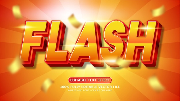 Вектор Флэш-оранжевый 3d редактируемый современный текстовый эффект