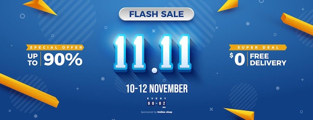 Flash sale at 11 11 sale with embossed and shaded figure illustrations