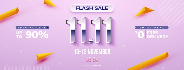 Flash sale at 11 11 sale with glass numbers