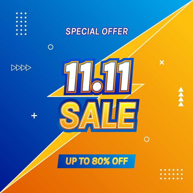 Flash Sale 11 banner korting promotie sjabloon achtergrond voor social media post