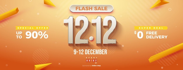 flash sale at 12 12 sale with shaded numbers illustration