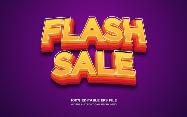 Flash sale 3d эффект стиля редактируемого текста