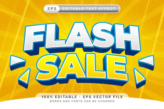 Vector flash sale 3d text effect and editable text effect