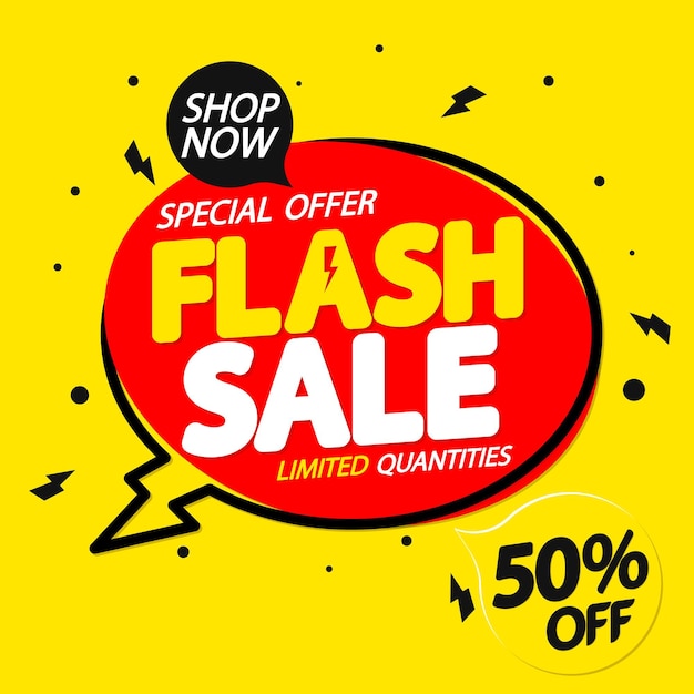 플래시 50% 할인 포스터 디자인 템플릿