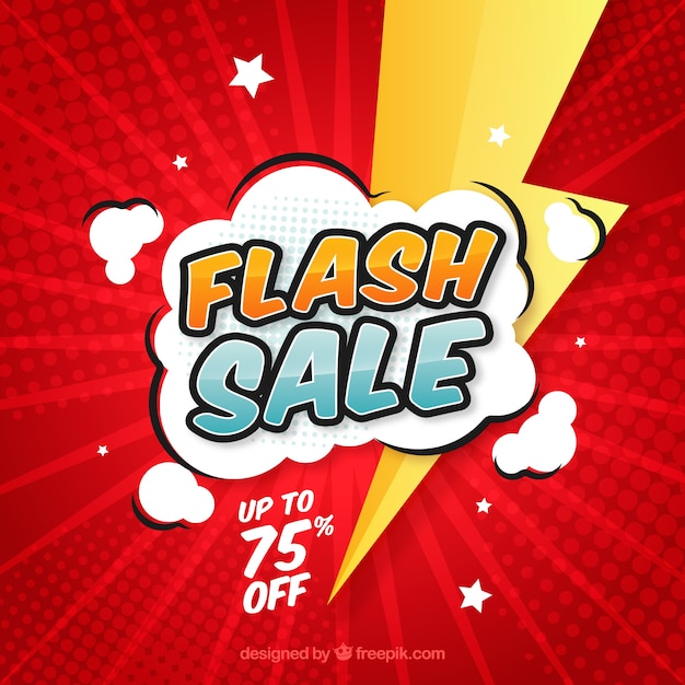 Vettore sfondo di vendita flash in stile fumetto