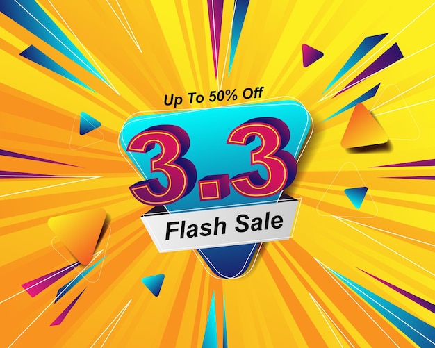 Flash sale banner background template for 3.3 sale event