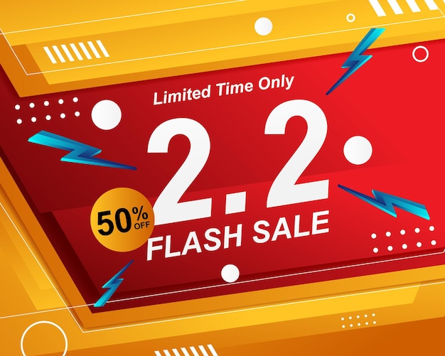 Шаблон фона баннера flash sale для события распродажи 2.2