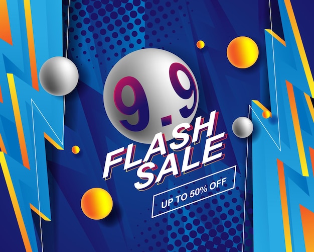 Шаблон фона баннера flash sale для события распродажи 9.9