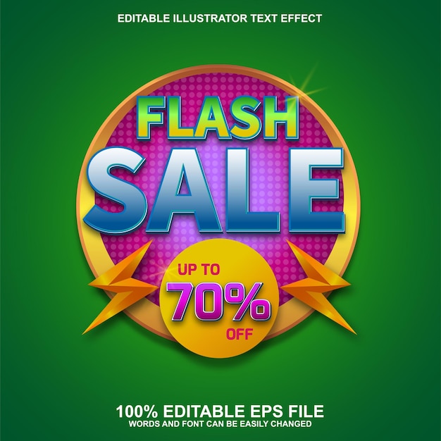 Vector flash sale banner background with editable text effect