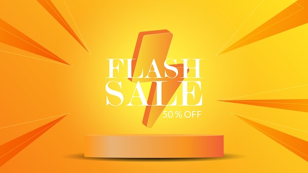 Vector flash sale banner backgroung with 3d stand podium