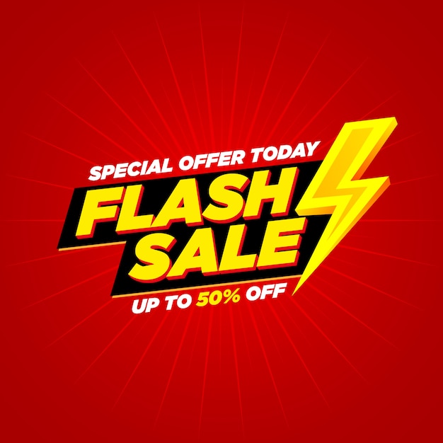 Vector flash sale banner lightning   text and background