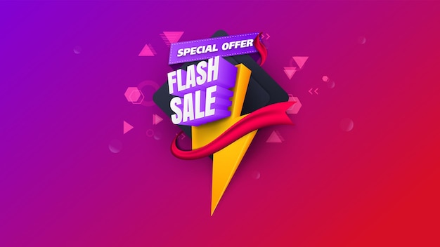 Flash sale banner. one day big sale, special offer, clearance. sale banner template design, big sale special offer. super sale, end of season special offer banner. vector illustration.