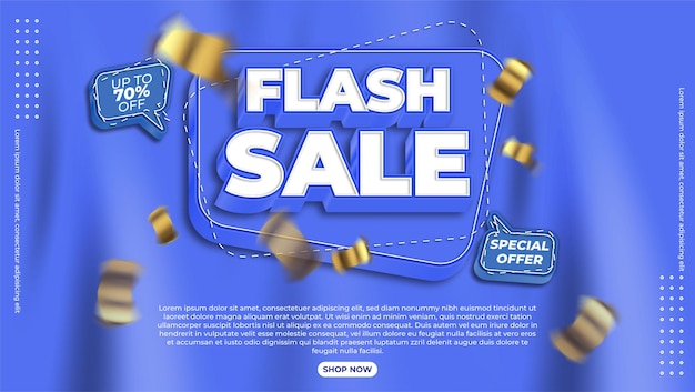 Vector flash sale banner. sale 3d typography. advertising lettering.