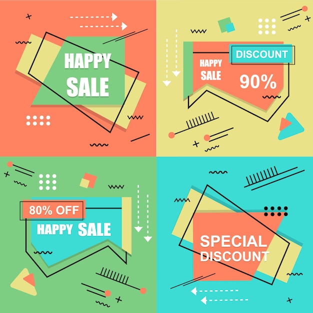 Flash sale banner set elements pacchetto vector premium