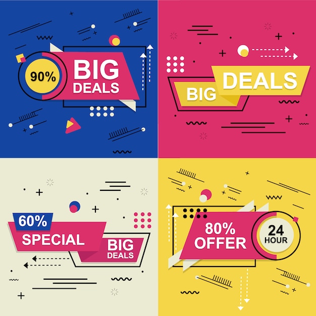 Vettore flash sale banner set elements pacchetto vector premium