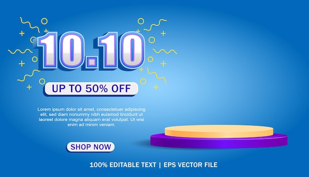 Flash sale banner template design for promotion with podium. editable text effects