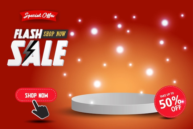 Flash sale banner template on hot color background