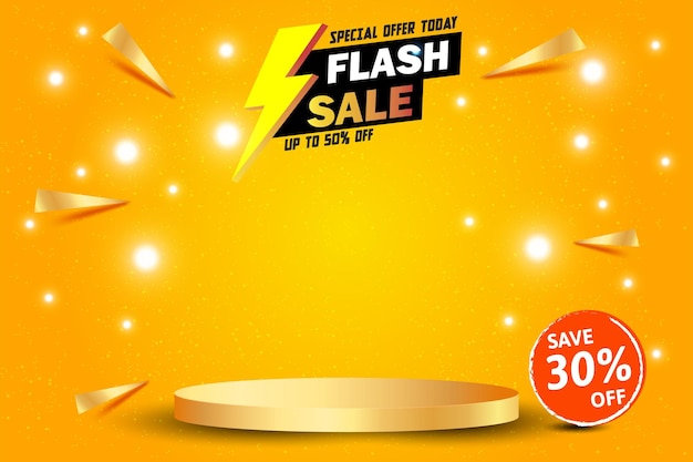 Flash sale banner template on hot color background