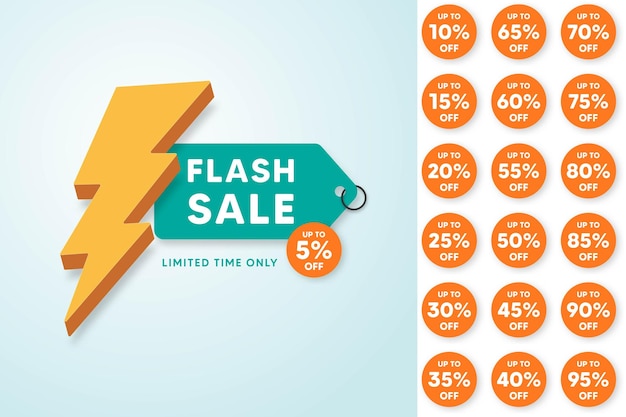 flash sale banner template. promotion poster. special offer up to 5 percent off