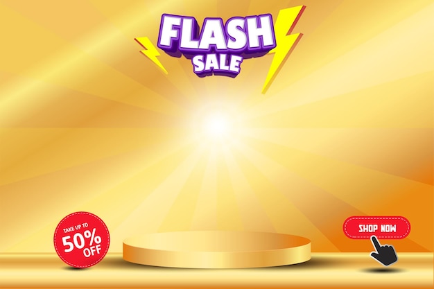 Vector flash sale banner template on red background