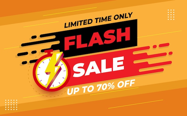 Vector flash sale banner template with editable text