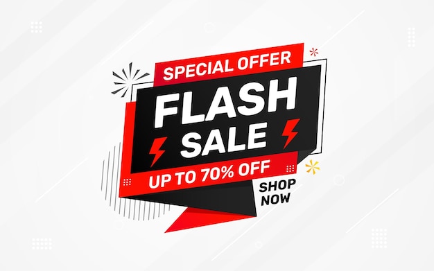 Vector flash sale banner for web or social media sale banner promotion template with discount tag limited