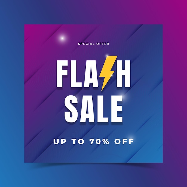 Flash sale banner with gradient slice background vector