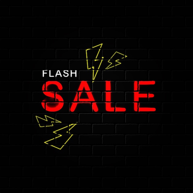 Flash sale banner with neon style