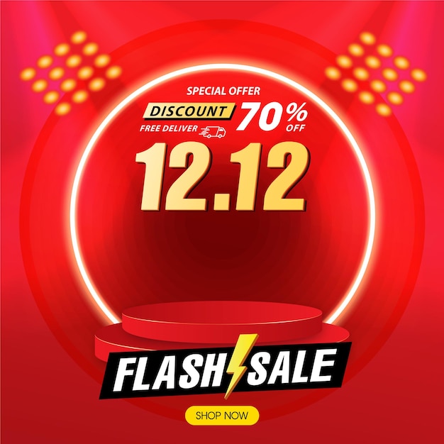 Flash sale banner with product podium